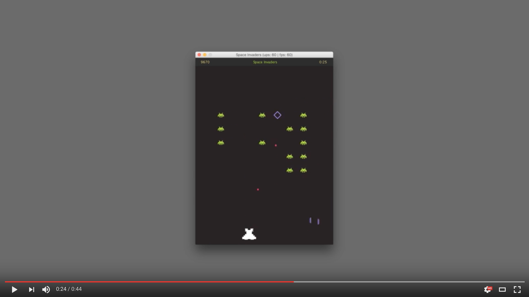 Preview of Space Invaders Game in Java (without game engine)
