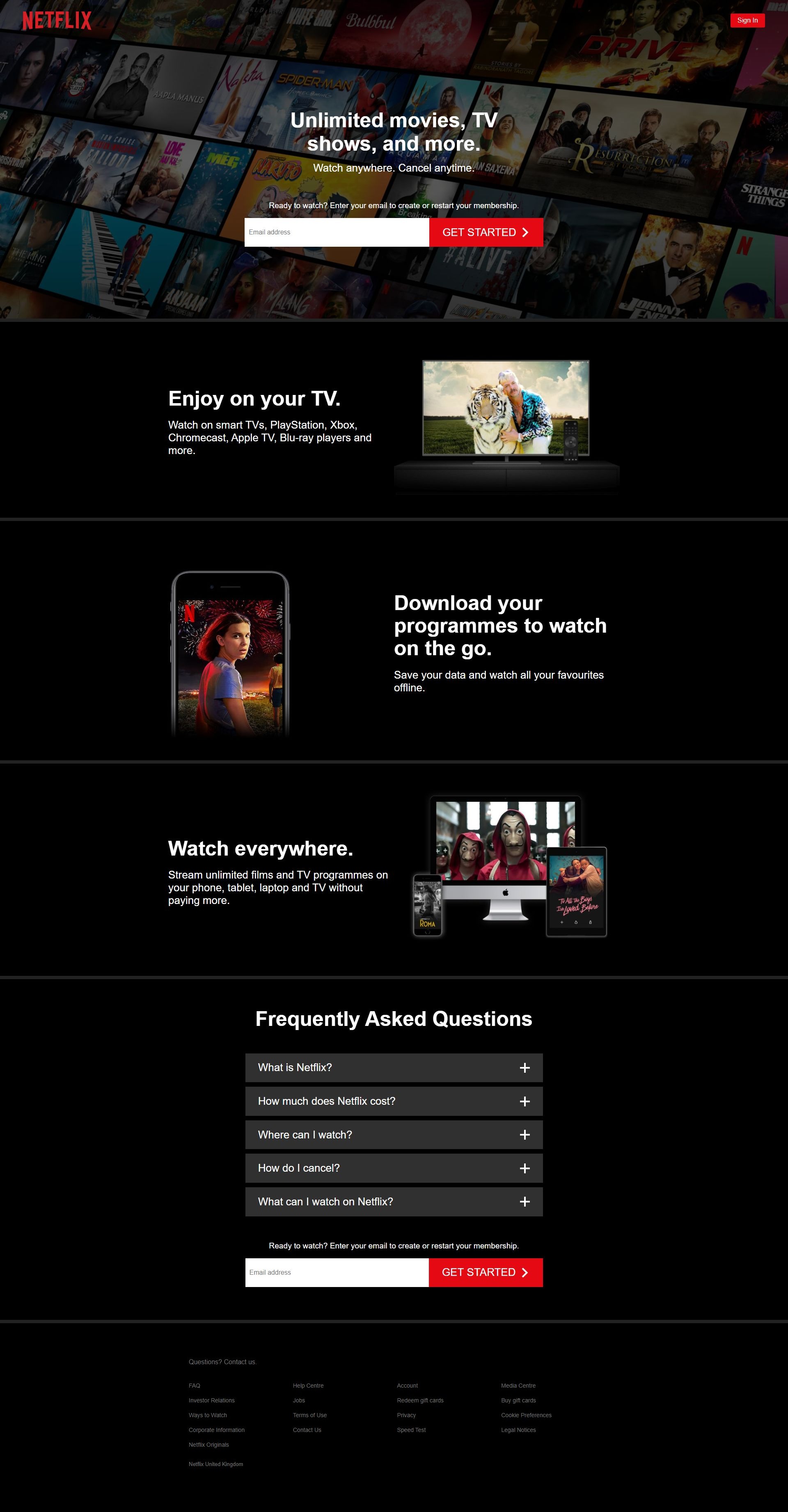 Netflix - homepage
