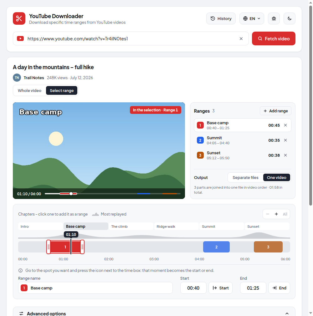 Range editor in the light theme