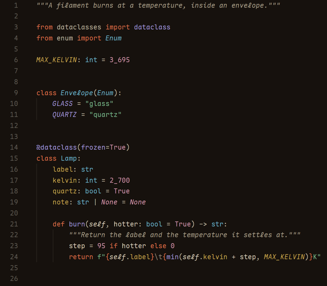 Filament Dark rendering Python