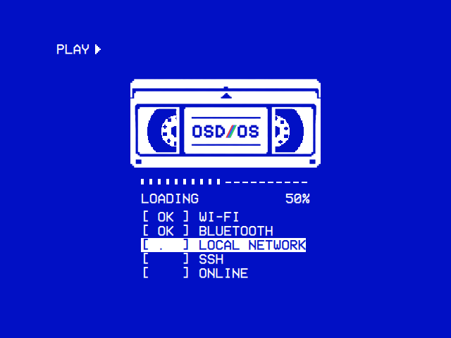 The boot screen: the cassette and a line per service