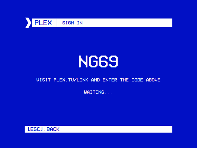 Plex sign in: a code, and Visit plex.tv/link and enter the code above