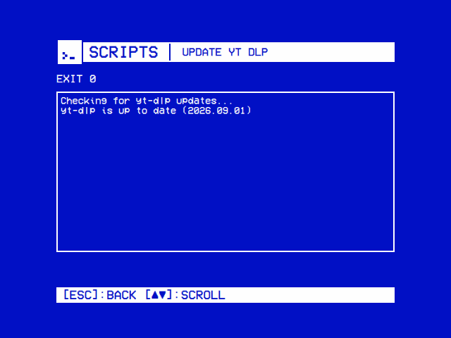 A console script: Update yt-dlp, its output and EXIT 0