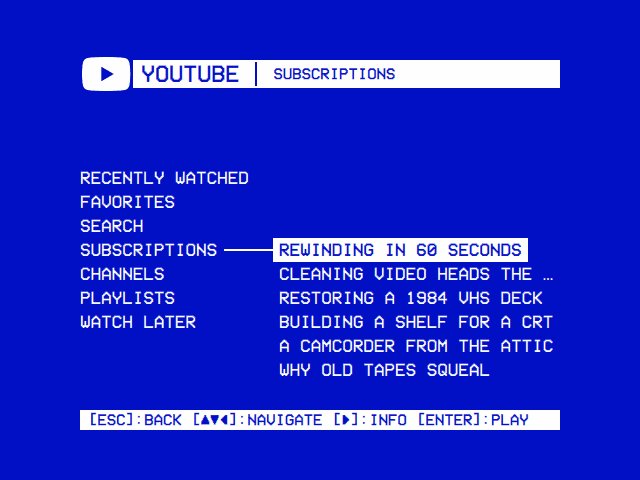 Subscriptions: the latest videos from your channels, newest first