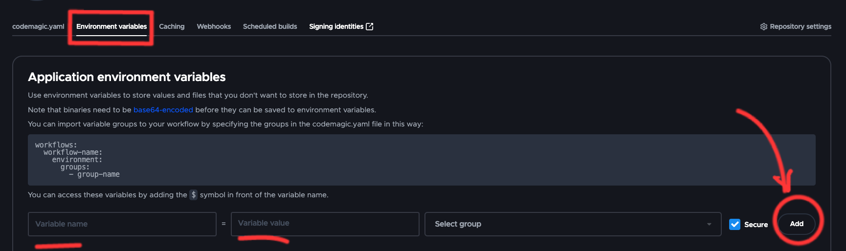 Codemagic Variables