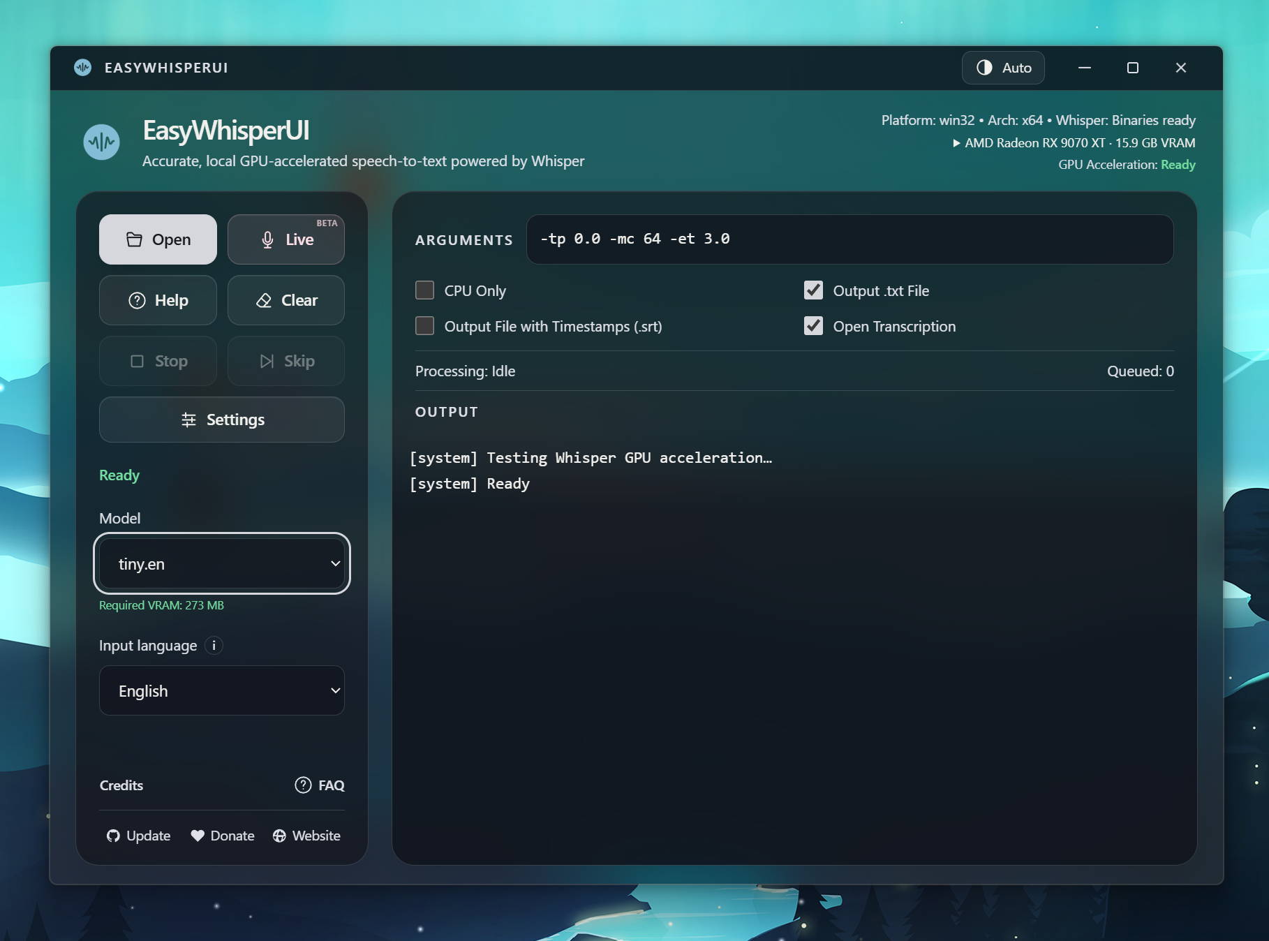 EasyWhisperUI on Windows