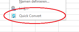 Quick convert context menu entry