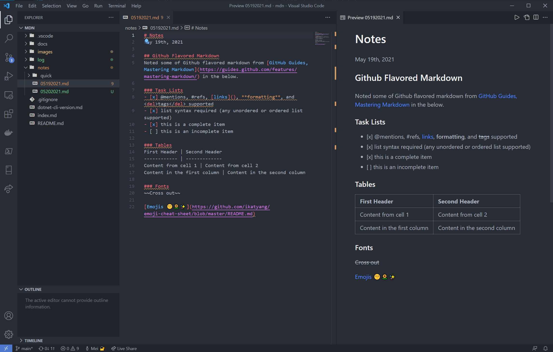 MDN with Visual Studio Code or Windows