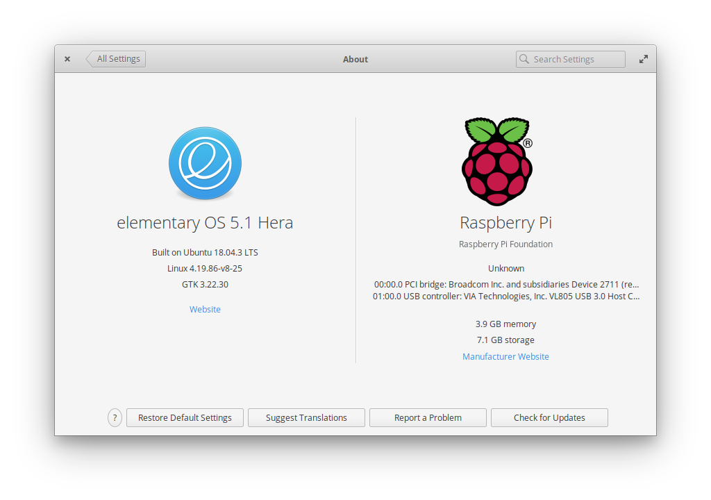 elementary OS 5.1 Hera on Raspberry Pi 4 64 bit
