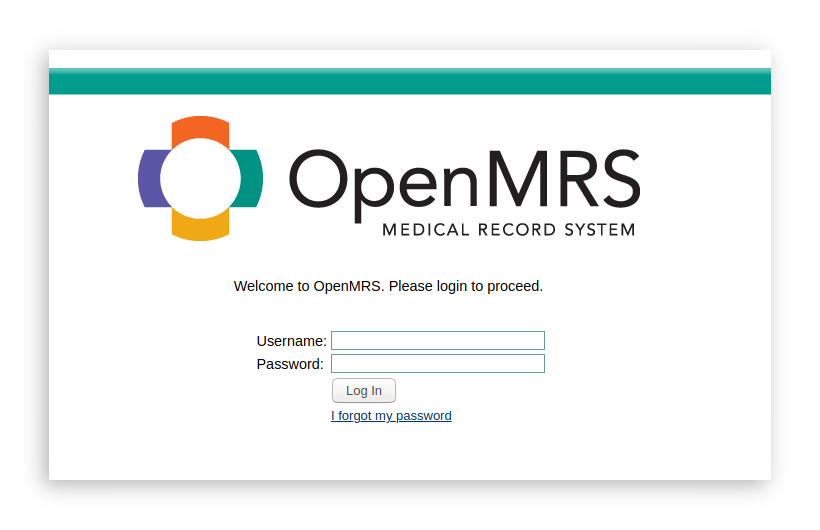 OpenMRS login screen