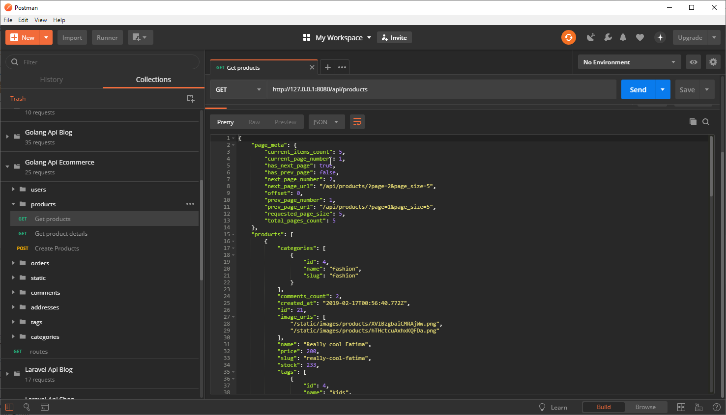 Fetching products page