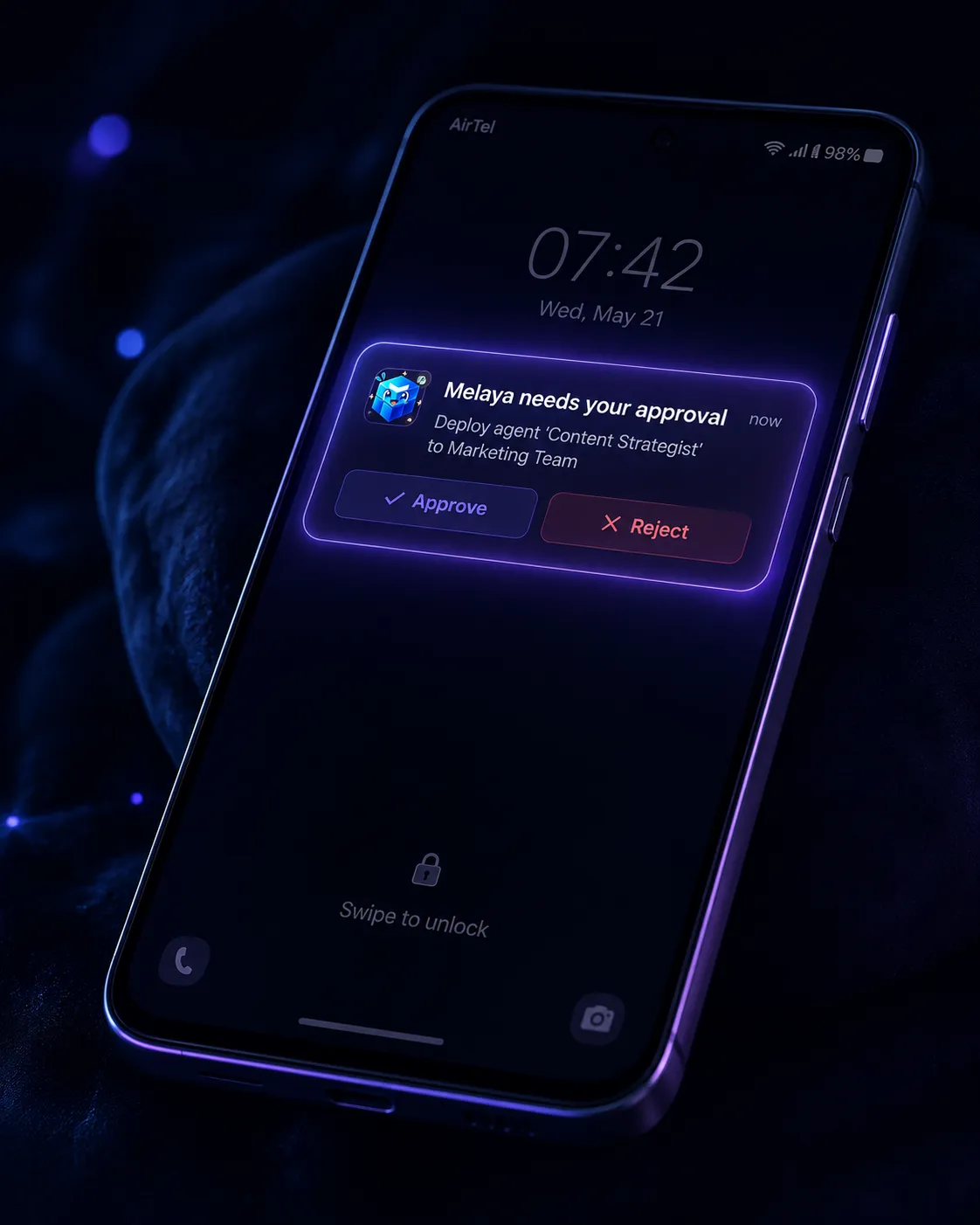 An approval on a locked phone