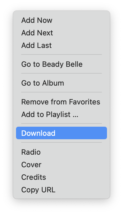 Context Menu: Download highlighted