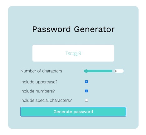 Password generator with short password