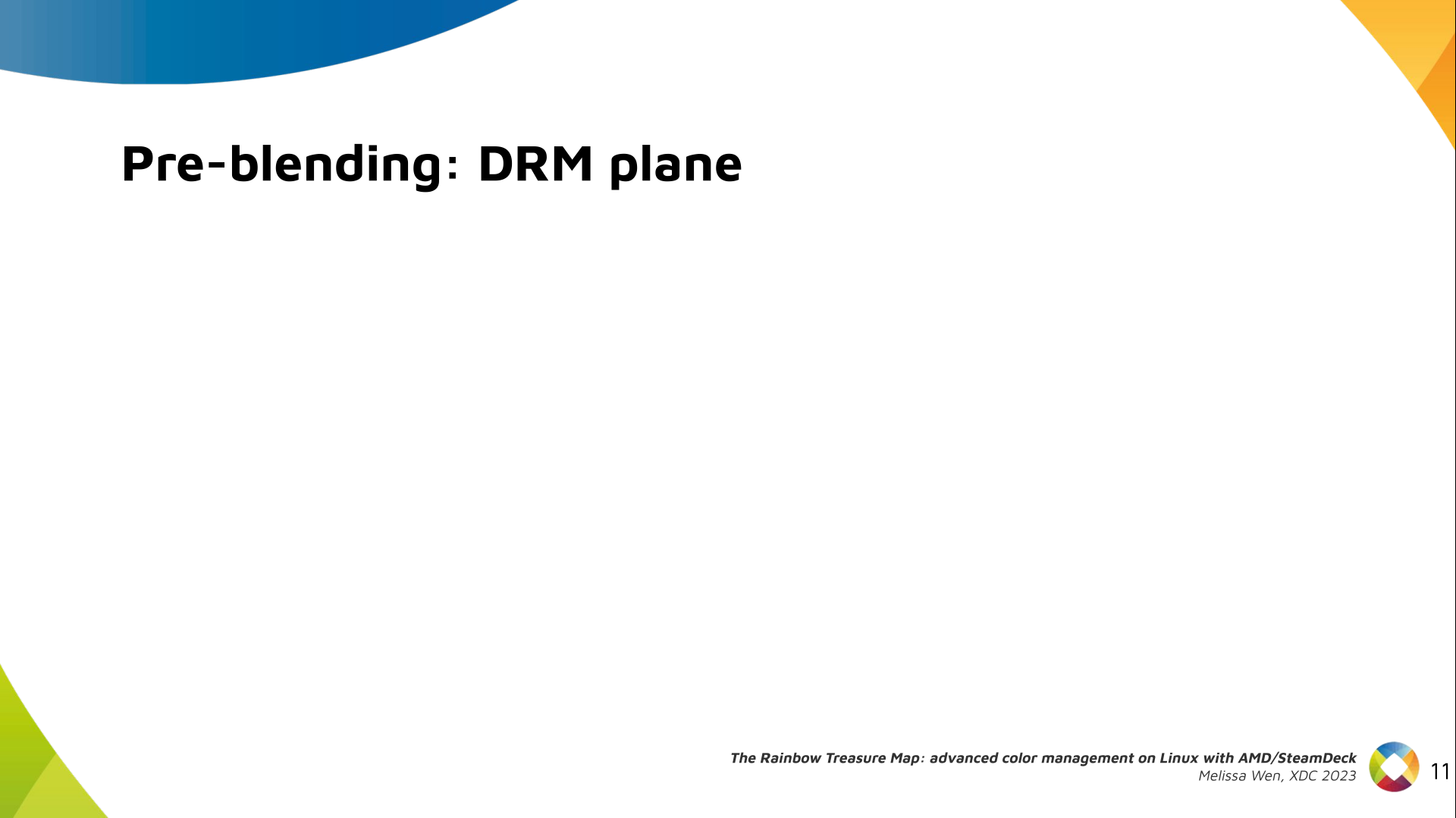 Slide 11: Blank slide with no content only a title 'Pre-blending: DRM plane'
