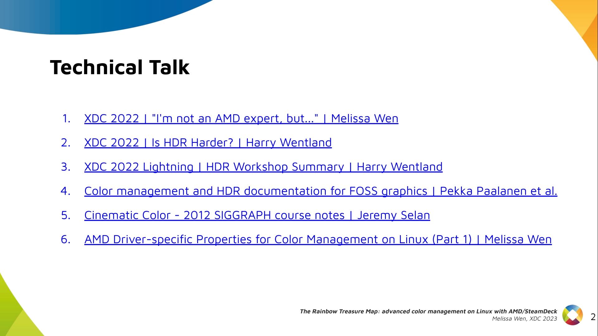 Slide 2: List useful links for this technical talk