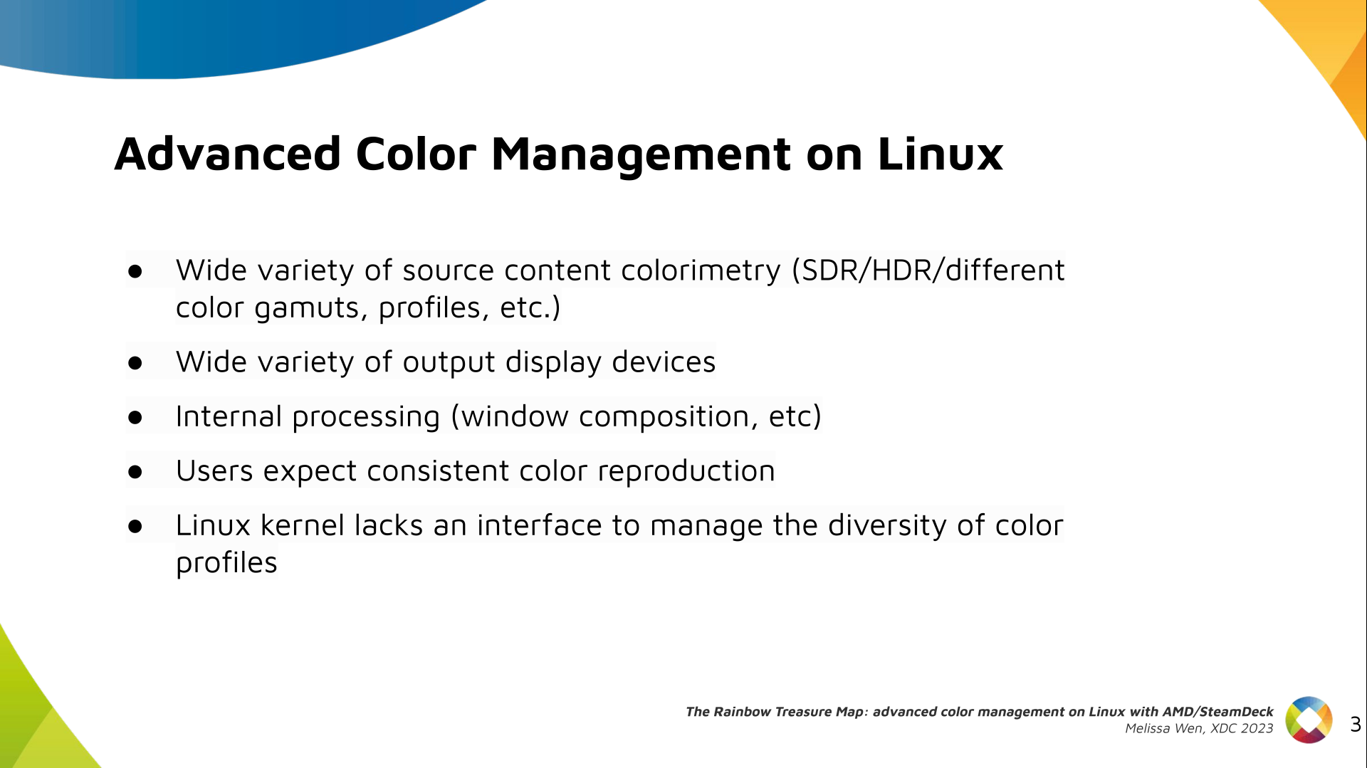 Slide 3: Why do we need advanced color management on Linux?