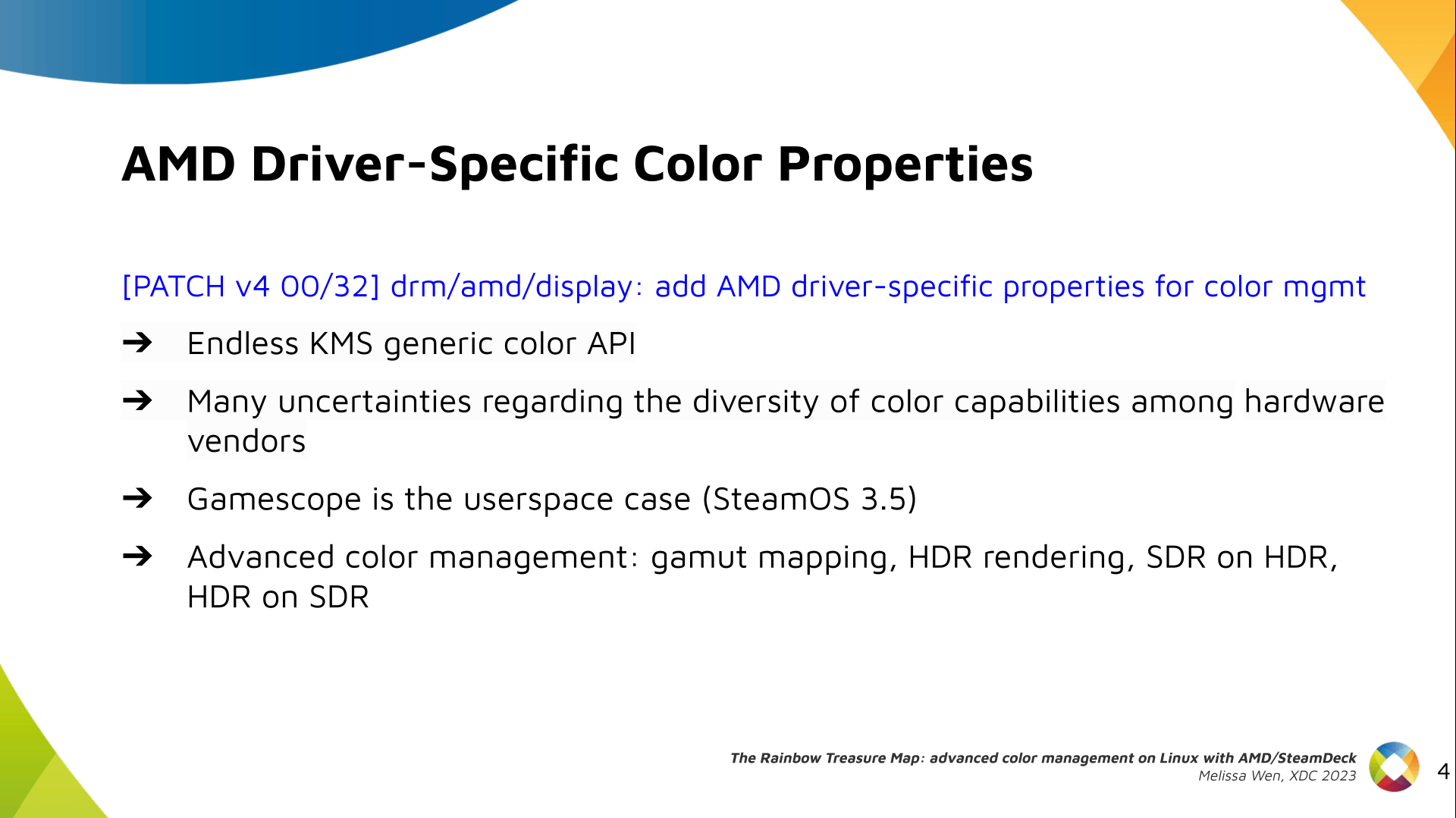 Slide 4: Describe our work on AMD driver-specific color properties