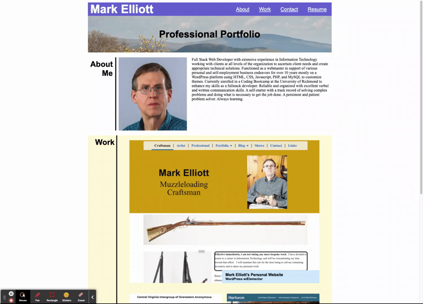 Screen shot for Mark Elliot's professional portfolio