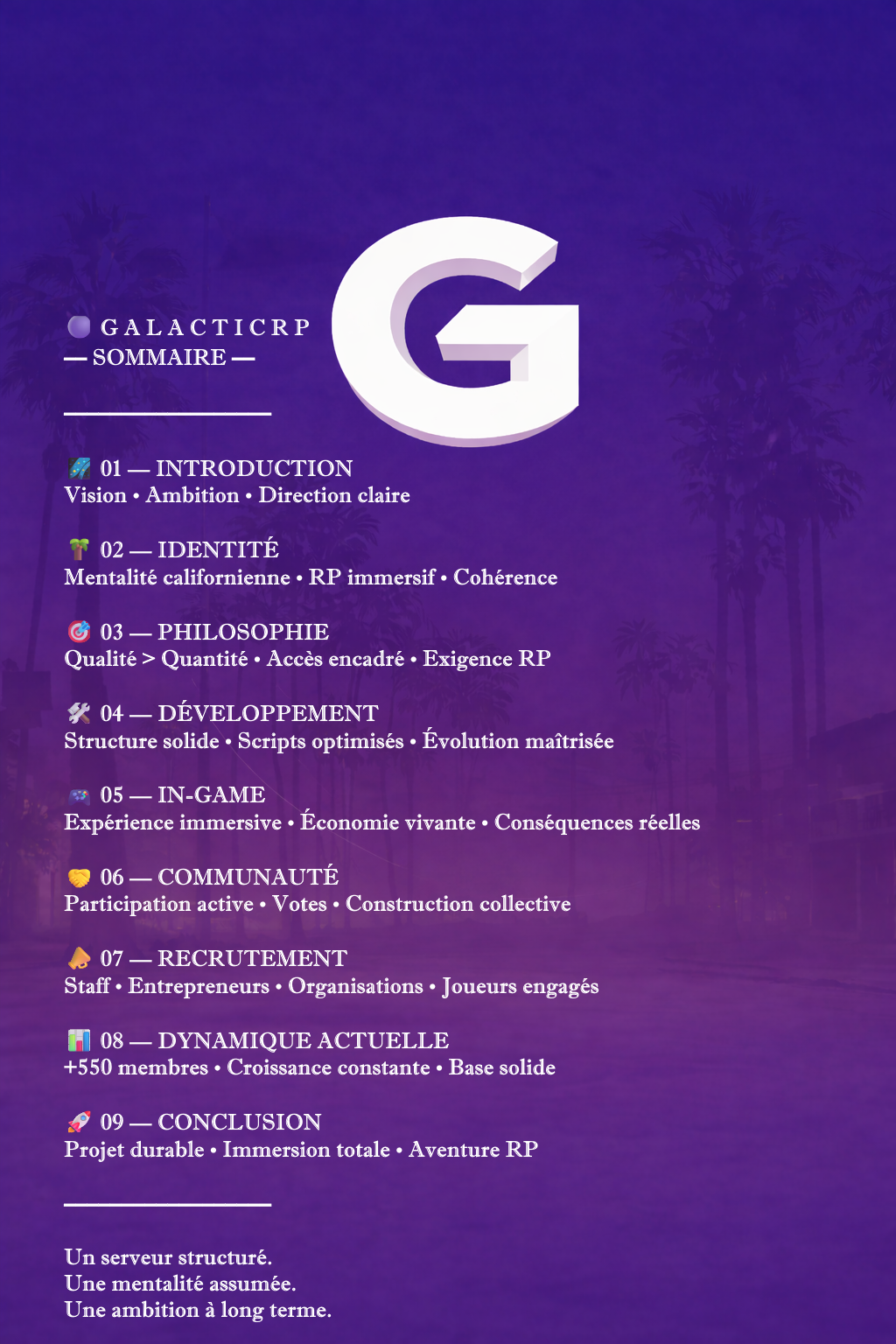 Présentation GalacticRP — Sommaire