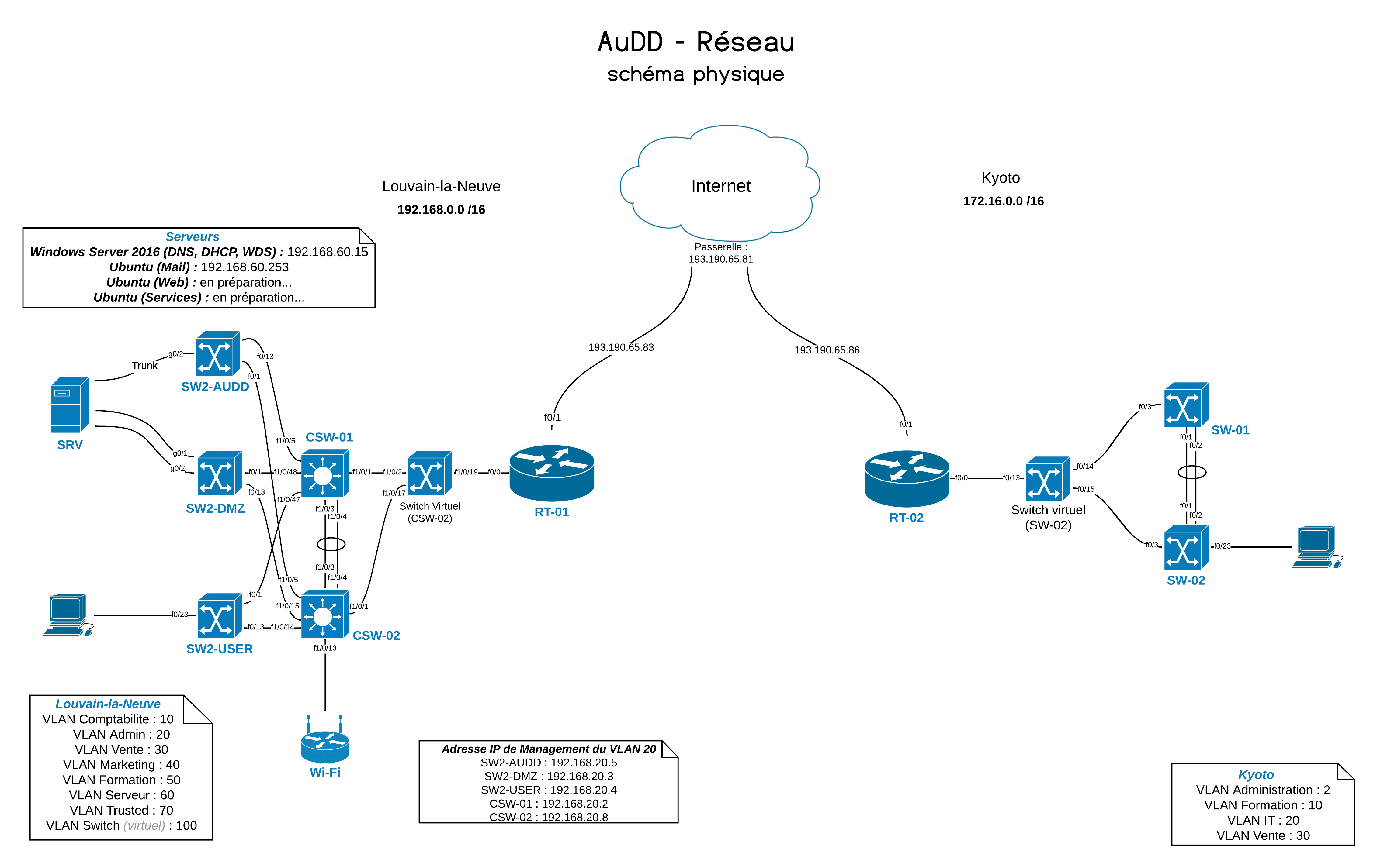 Physical network scheme of AuDD