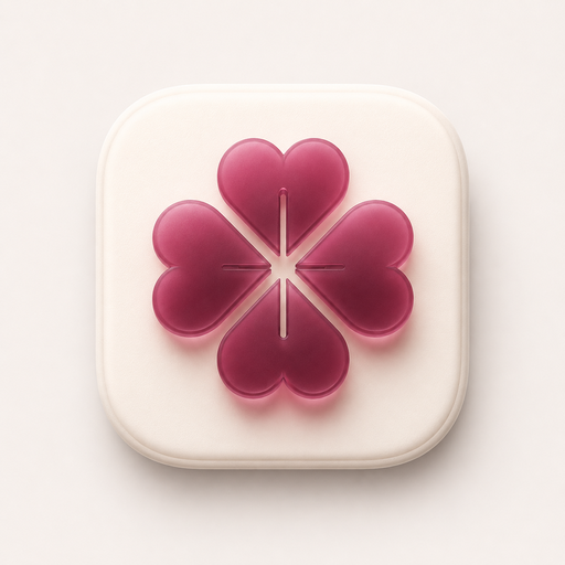Mémoire Studio app icon: four glass hearts forming a clover