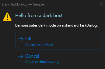 winapi - Dark Mode Task Dialog - Stack Overflow
