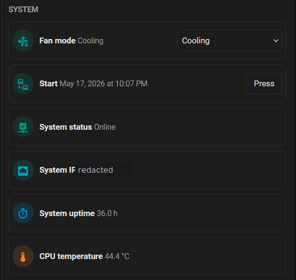 Drive Storage Card system controls with private address redacted