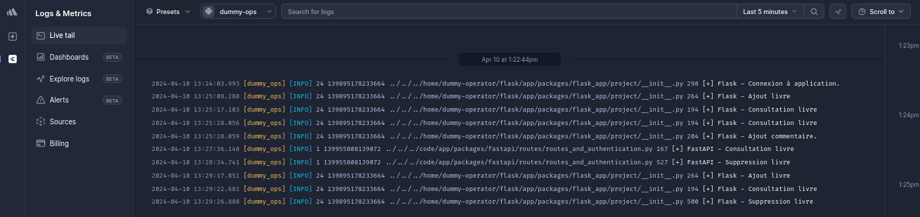 Betterstack logs