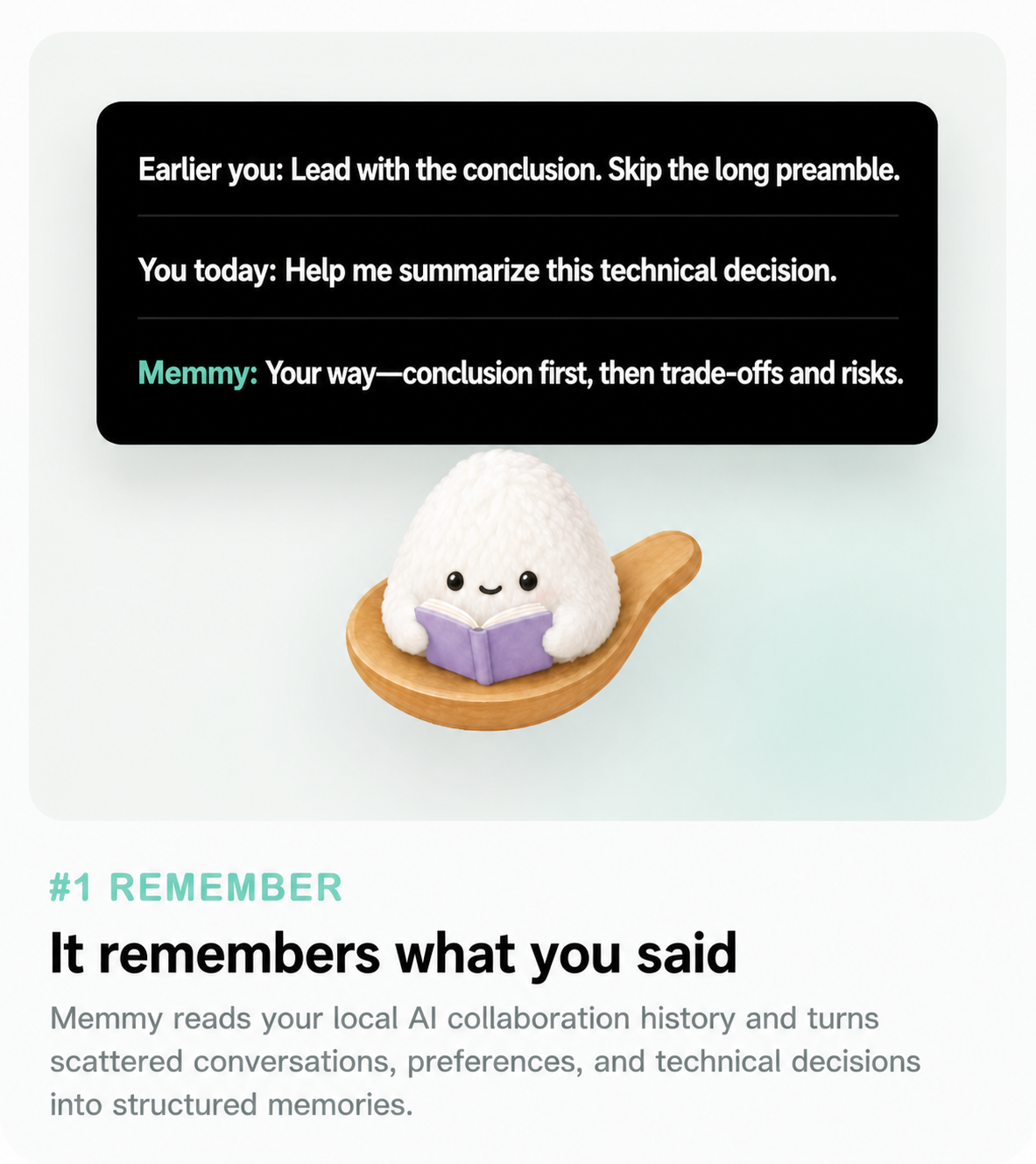 Remember: Memmy remembers what you said and turns your local AI collaboration history into structured memory