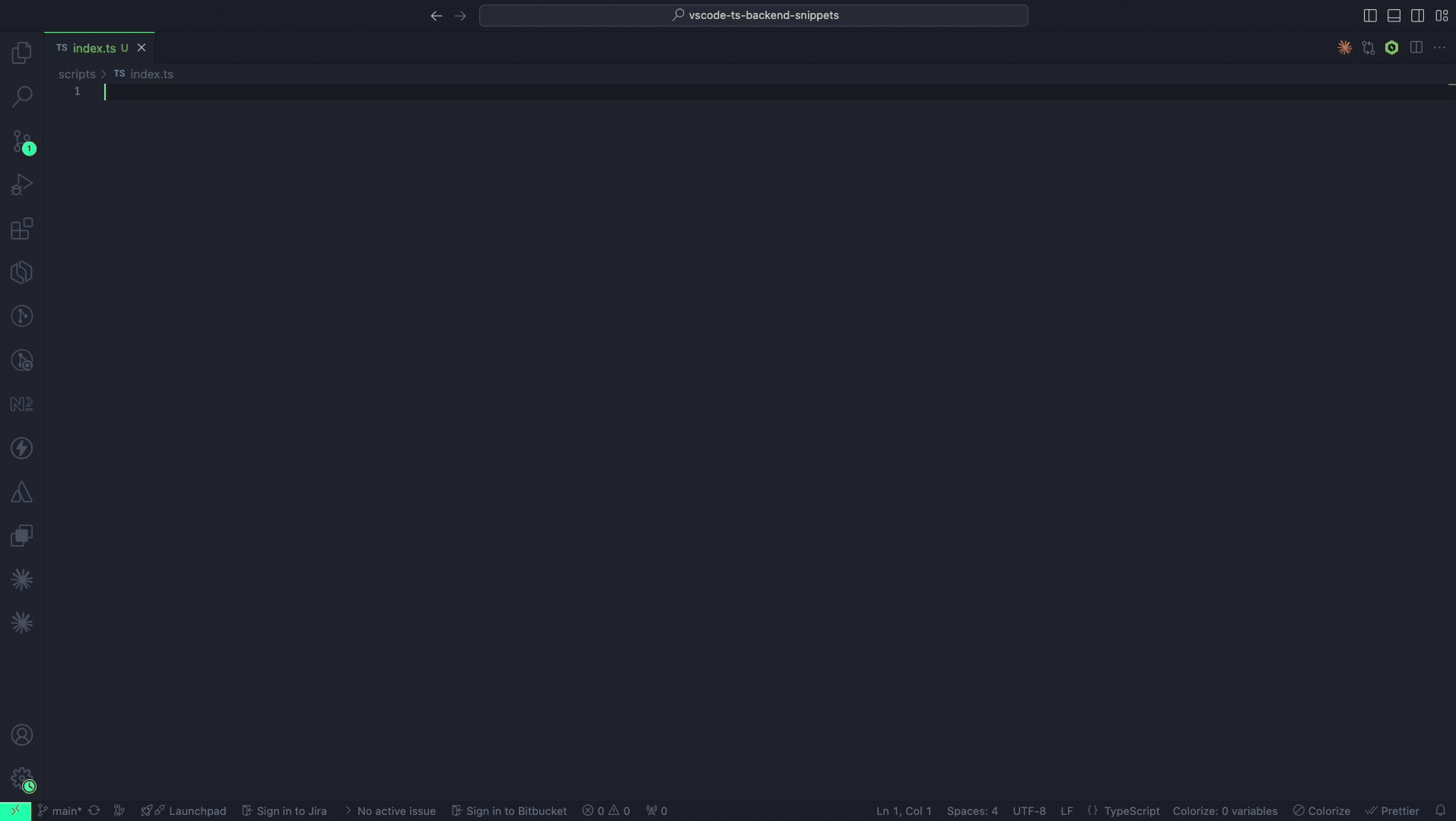 Demo: typing xp- snippets in VS Code to scaffold an Express backend