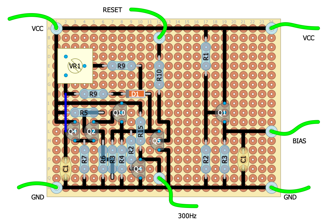 DIYlc layout of the Clock & Bias PCB