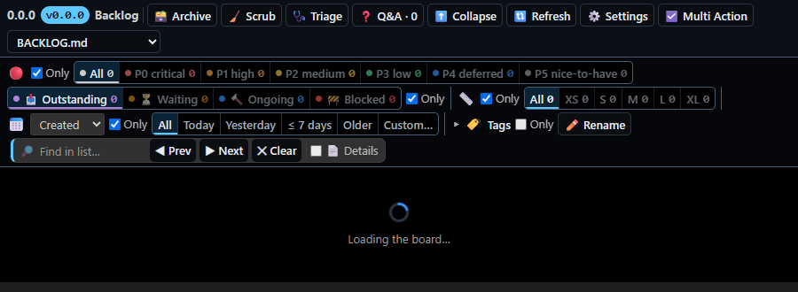 The loading state β a spinner and 'Loading the boardβ¦'