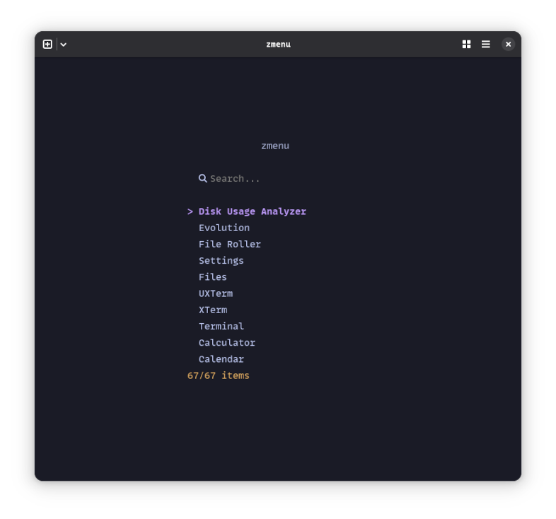 zmenu screenshot