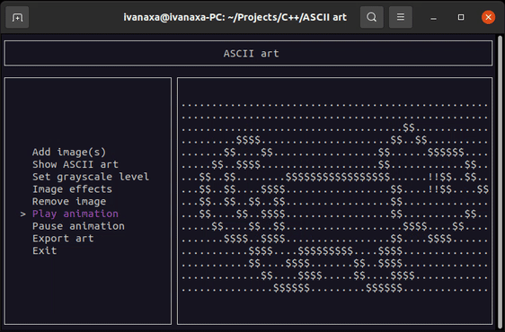 printing ascii art in terminal with characters