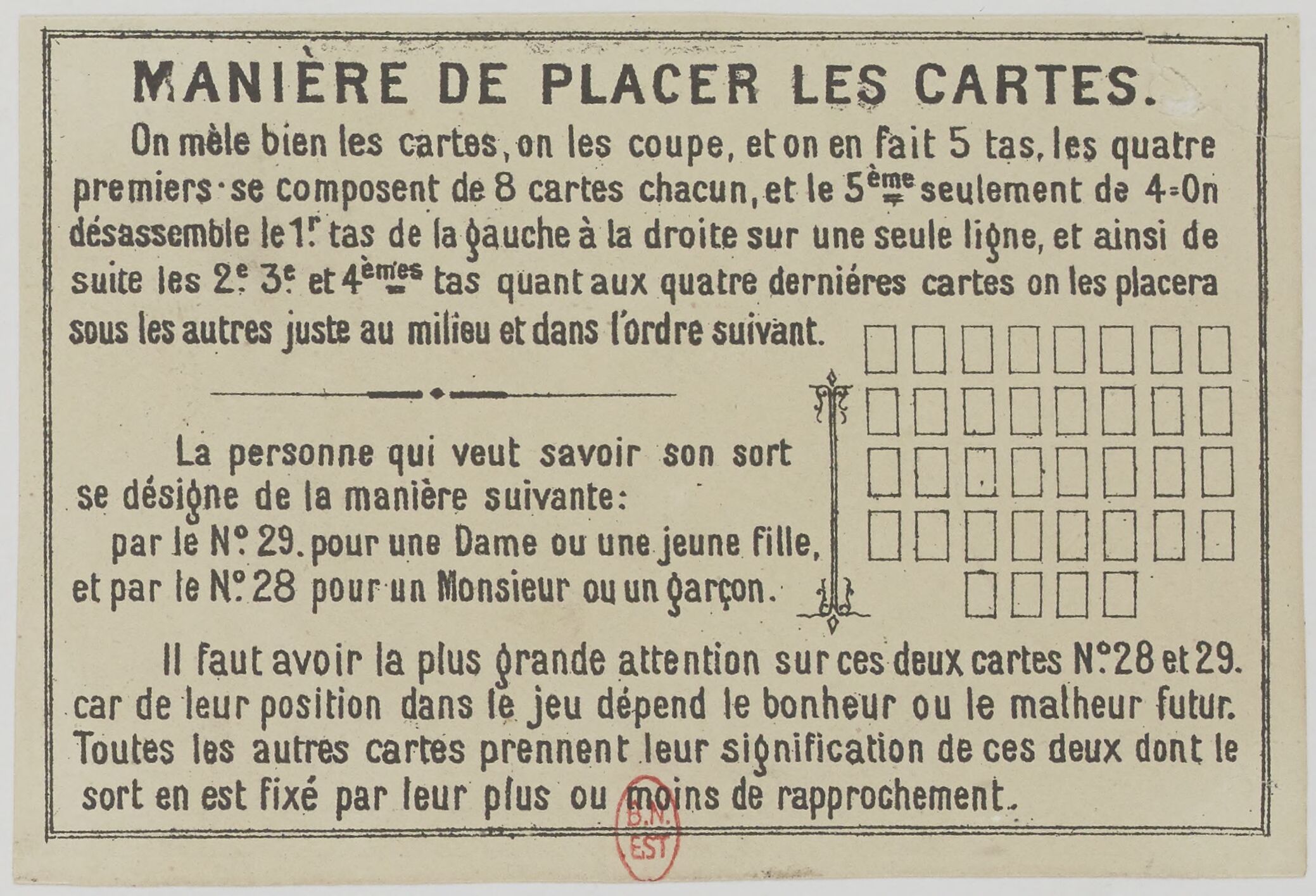 Alt La manière de placer les cartes