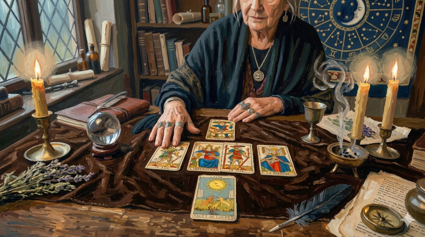 Alt Cartomante nel suo studio