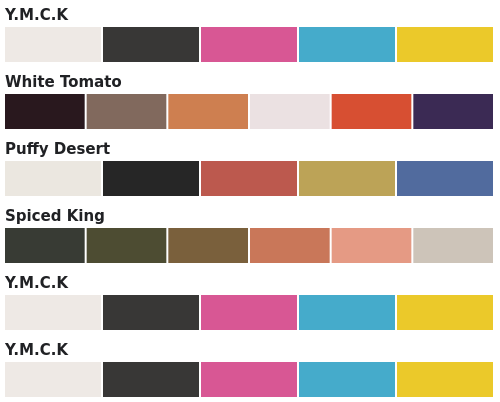 List of Palettes as PNG