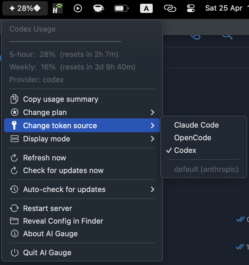 Codex submenu