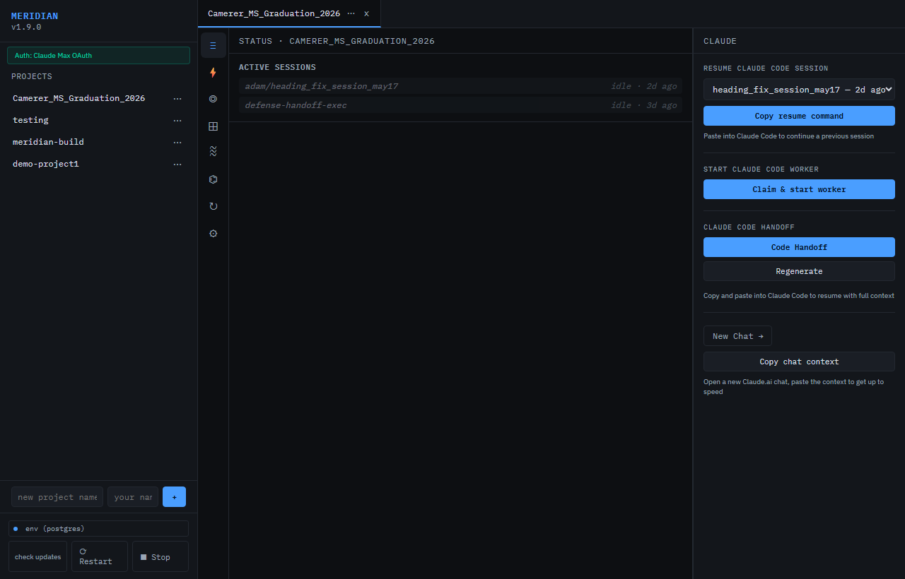 Meridian dashboard