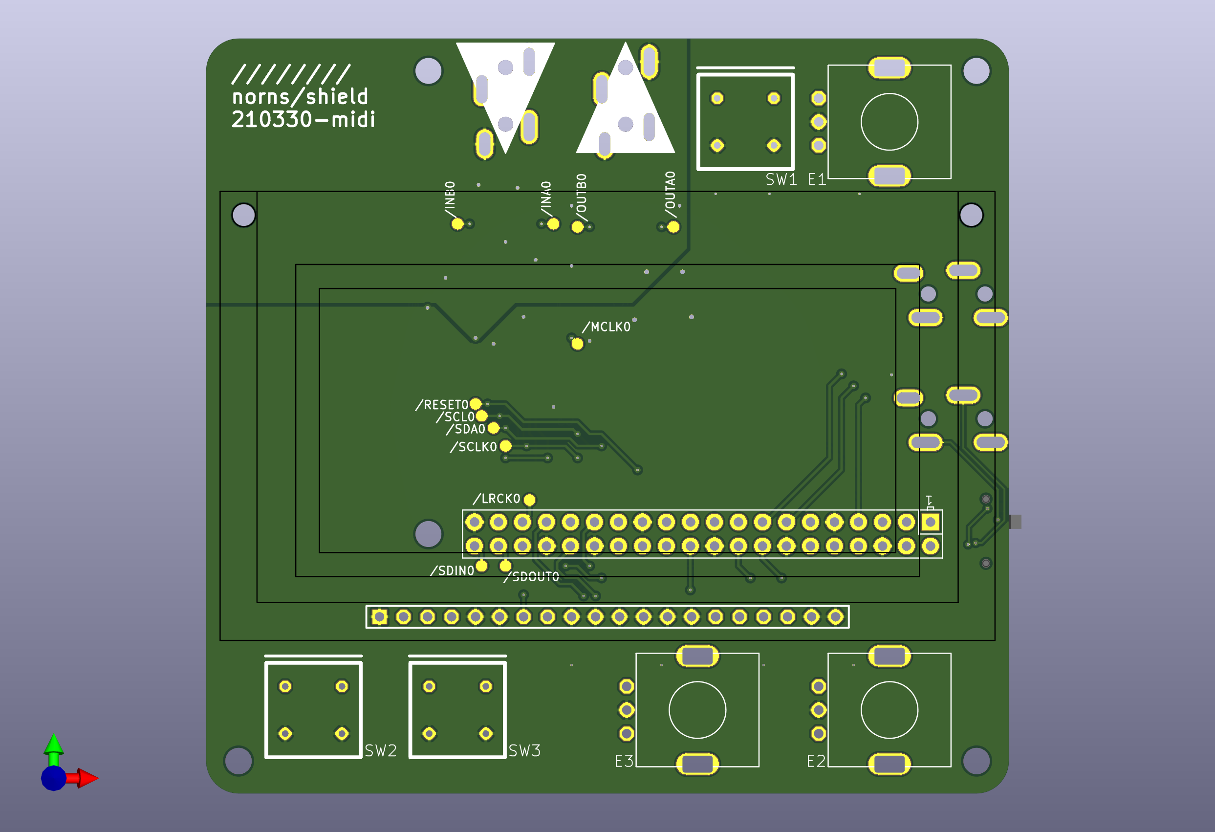 kicad screenshot of top of PCB