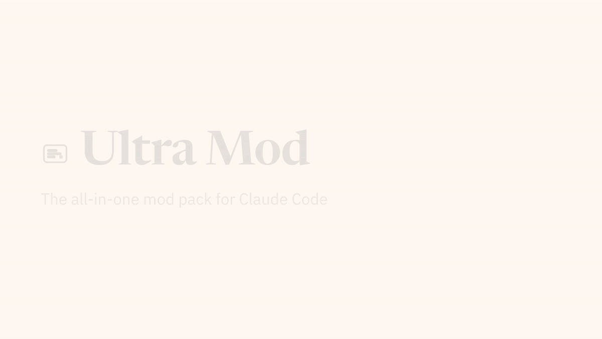 Ultra Mod in Claude Code: limits and context above the prompt, a receipt under the answer, the guard holding git reset --hard and /ultra undo bringing the work back