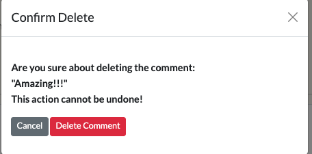 delete comment confirm message