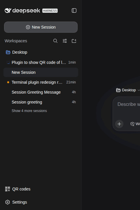 dsh-plugin-qr-connect demo — click the QR button, scan, connect