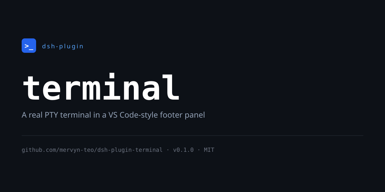 dsh-plugin-terminal banner — a real PTY terminal in the DeepSeek Harness footer
