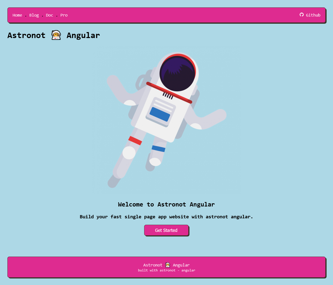 angular astronot website template free download