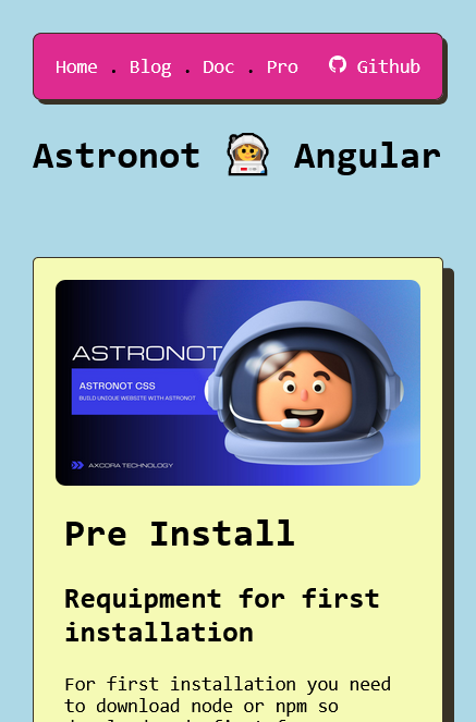 angular astronot website template free download