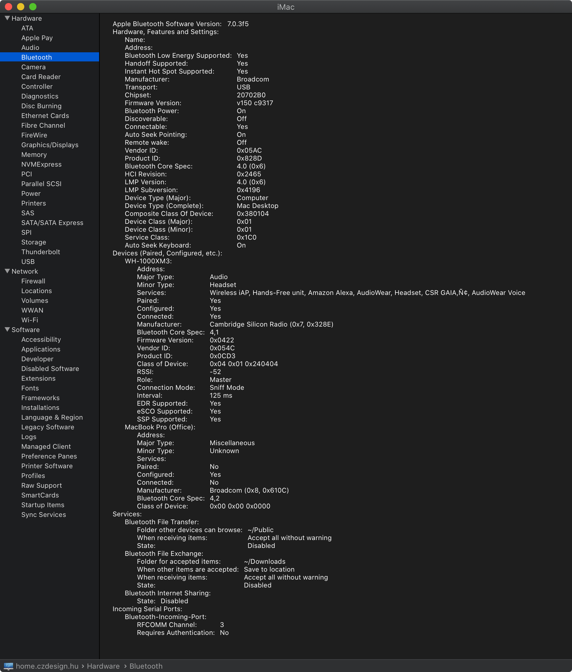 System Info Bluetooth