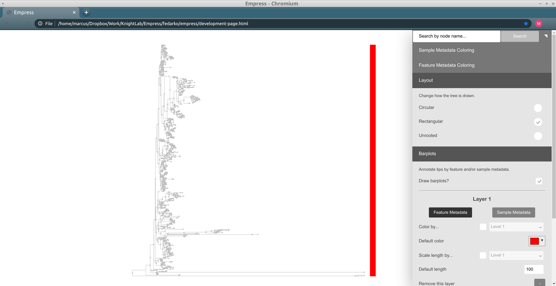 empress barplots initial view