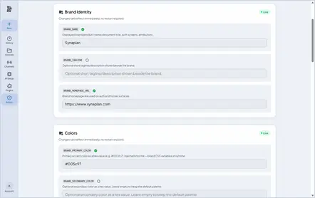 White-label branding settings